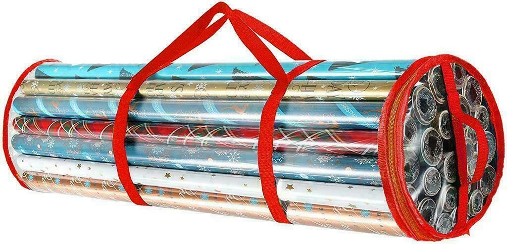 Wrapping Paper Storage Container With Wheels - Holds 12 Rolls & Accessories, Over Door Organizer