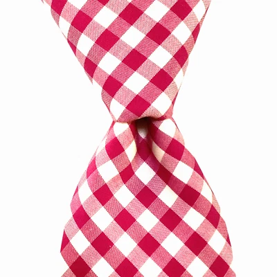 Corbata ajustada de algodón para hombre Charles Tyrwhit de diseñador a cuadros rosa/blanco usada en excelente estado Foto 1 de 3