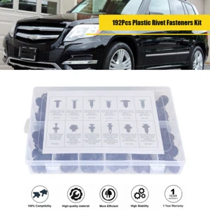 192X Auto Push Clips Retainer Assortment Kit Car Shield Pin Rivet Fasteners - Foto 1 di 10