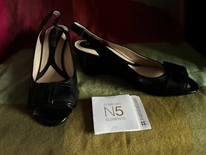 Naturalizer Black Wedge Dress Shoes Size 5 BNIB Open Toe - Picture 1 of 11