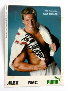 alte Autogrammkarte Ralf Möller IFBB Weltmeister Mr. Universum Bodybuilding Puma - Bild 1 von 2