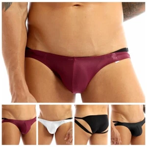 Mens Mesh See Through Underwear T-Back G-String Brief Sexy Bikini Thong Lingerie - Picture 1 of 30