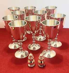 Set 10 Vintage Selangor Zinn 7" Kelche besser als Sterling plus Oneida Bonus - Bild 1 von 17