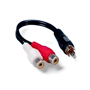 Adaptateur séparateur 6 pouces RCA Y 1 mâle à 2 femelles - Noir - Photo 1 sur 1