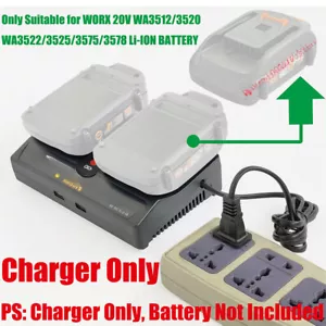 1 Quick Charger for Worx 20V WA3520/3525 Li-Ion Battery 3.0Ah w/5V USB - Picture 1 of 5