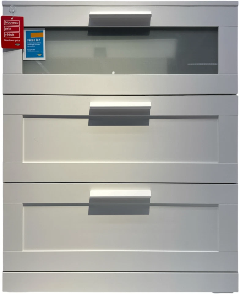 Brand New IKEA BRIMNES 3-Drawer White Chest Dresser (30 ¾x37 ⅜ ") 405.728.32 — 第 1/1 张图片
