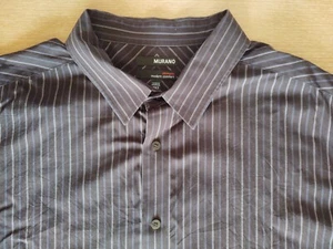 Mens Long Sleeve 3XT Dress Shirt by Murano Black & White Stripe -In VG Condition - Picture 1 of 7