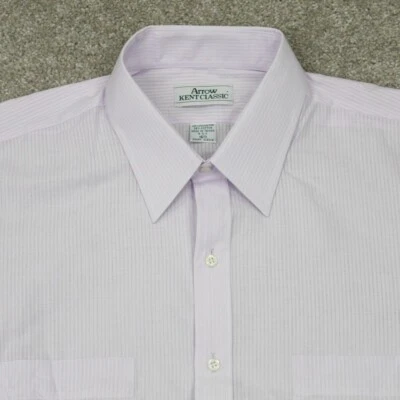 Camisa Clásica De Colección Arrow Kent Para Hombres 16 1/2 Púrpura Algodón/Poliéster Manga Corta Botón Foto 1 de 4