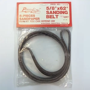 POWER LINE MACHINE TOOLS 5/8 X 62 inch SANDING BELT 120 GRIT, 5 PIECES - Picture 1 of 1