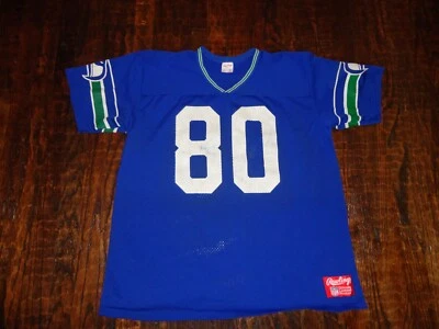 Camiseta Steve Largent Seattle Seahawks tamanho XL vintage azul Rawlings feita nos EUA - Imagem 1 de 4