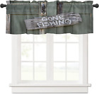 Window Valance Curtain Gone Fishing Wooden Doors Pattern Valance Tier Curtain Bl