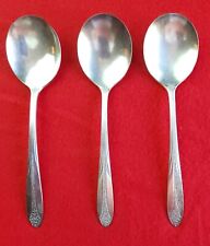 National Silverplate PRINCESS ROYAL Gumbo Cream Soup Spoons 3 Pc 1930 Floral