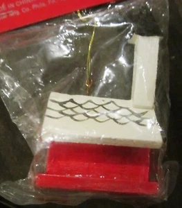 Vintage 1984 Holz Brite Stern Kirche Weihnachtsschmuck Neu aus altem Lagerbestand - Bild 1 von 2