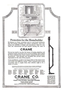 1920 Crane: Protection for the Homebuilder Vintage Print Ad - Picture 1 of 1
