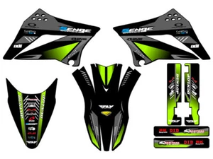 2010-2025 KLX 110 SURGE Black Senge Graphics Kit Compatible with Kawasaki - Foto 1 di 10