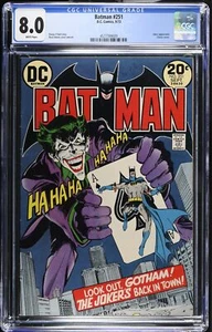 Batman #251 CGC Sehr guter Zustand 8.0 Joker's Revenge! Klassisches Neal Adams Joker Cover! - Bild 1 von 2