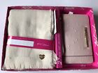 Betsey Johnson Rose Printed Bows Zip Around Clutch  Wallet & Cream Scarf Gift Bo