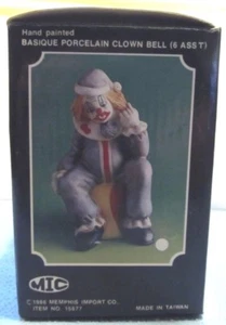 1986 Memphis Import Co. Hand Painted Porcelain Clown Bell in Box-Made in Taiwan - Picture 1 of 4