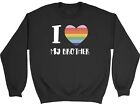 Pride Rainbow Heart Sweatshirt Mens Womens I Love My Brother Lgbtq+ Gift Jumper