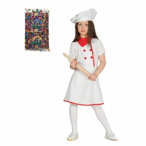 Guirca Costume Carnevale Cuoca Vestito da Chef Bambina con Cappello e Foulard - Foto 1 di 1