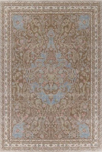 Brown Floral Oushak Turkish 10'x13' Area Rug Wool Hand-knotted Oriental Carpet - Picture 1 of 12