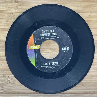 Jan & Dean - She's My Summer Girl / Surf City 7" Record 45 RPM Liberty Rock Foto 1 de 2