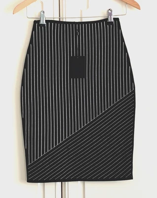 Falda Alexander Wang Negra Rayas Elástica Lápiz Hasta la Rodilla Talla Pequeña Nueva con Etiquetas Foto 1 de 4