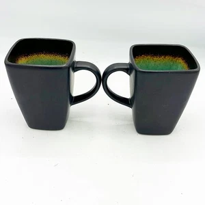 Set of 2 Target Home Black with Teal Inside Square Mugs - Picture 1 of 7