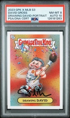 2023 Garbage Pail Kids GPK X MLB S3 DRAWING DAVID GROSS Auto Signed Portrait PSA - Image 1 of 2