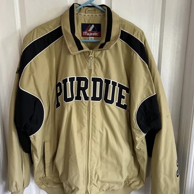 Purdue University винтажная куртка Majestic XL нейлон флис с подкладкой на молнии   - Изображение 1 из 4