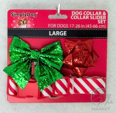Nuevo Juego de Collar y Deslizante SimplyDog Perro Grande Verde Arco y Rojo Regalo Arco Navidad Foto 1 de 4