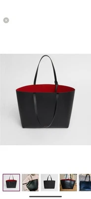 Bolso de hombro Mansur Gavriel de cuero negro con interior rojo Foto 1 de 4