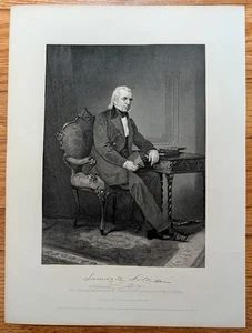 Grabado Presidente Jame K. Polk 8x10,75 impresión 1862 Johson Fry & Co. - Imagen 1 de 1