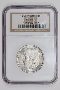 1936 ELGIN COMMEMORATIVE HALF DOLLAR NGC MS65 - Picture 1 of 2