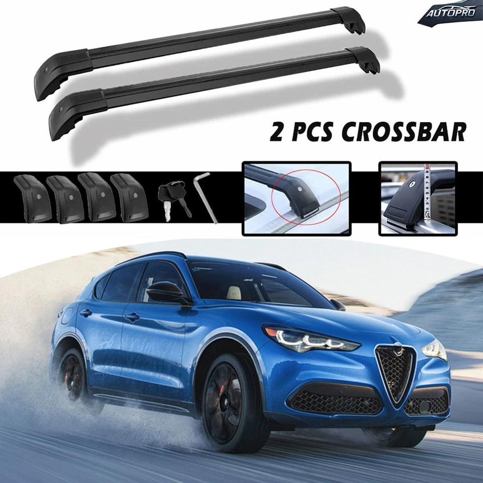 Barra transversal 2 piezas apta para Alfa Romeo Stelvio 2017-2025 barras de carga portaequipajes bloqueables Foto 1 de 4