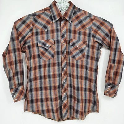 Vintage Champion Westerns Shirt Mens 16.5 33 Permanent Press Pearl Snap Plaid  - Image 1 of 4