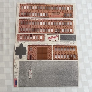 1975 Kit modellino carta treno fabbrica e tunnel ferroviario Kelloggs NON TAGLIATO 18" x 13" - Foto 1 di 13