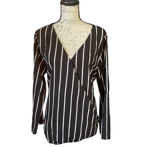 Bloomchic Black White Striped Long Sleeve Shirt Plus Size 14-16 - Picture 1 of 4