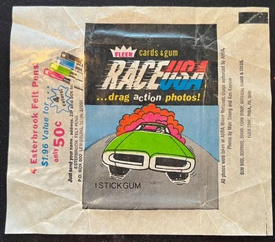1972 Fleer AHRA Race USA - Wrapper - Drag Action Funny Car Felt Pens Variation - Image 1 of 2