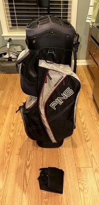 PING TRAVERSE BLACK/GRAY CART BAG w/ COVER, 14-WAY CLUB DIVIDER & COOLER POCKET - Image 1 of 4