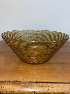 Vintage Large 11" Amber Gold Yellow Anchor Hocking SORENO Salad Serving Bowl - Picture 1 of 4