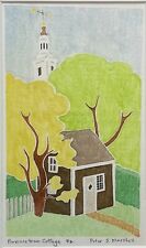 Original Peter S Marshall 'PROVINCETOWN COTTAGE' White Line Woodcut - Cape Cod