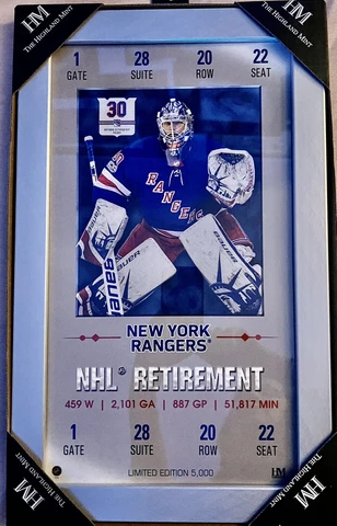 NY RANGERS HENRIK LUNDQVIST JERSEY RETIREMENT NIGHT LARGE TICKET STUB FRAME MSG Cover