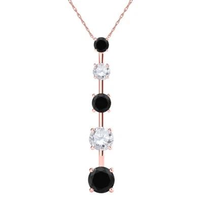 2.0 Ct Natural Black & White Diamond Pendant Necklace for Women in 10K Gold - Изображение 1 из 4