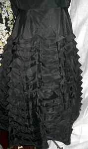 Vintage Black Evening Dress Tiered Taffeta Smart Miss Medium 1960 - Picture 1 of 12