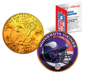 MINNESOTA VIKINGS NFL 24K Gold Plated IKE Dollar US Coin * OFFICIALLY LICENSED *
