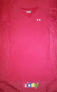 Under Armour HEAT GEAR Women's Red V-Neck COMPRESSION T SHIRT SZ M NEW ! - Picture 1 of 4