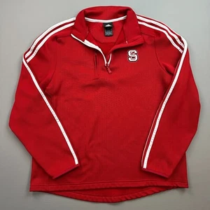 NC State Wolfpack Jacket Mens Large Red Adidas 1/4 Zip Pullover NSCU Logo - Picture 1 of 18