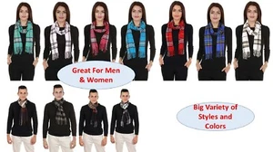 Sciarpa invernale a quadretti morbida a quadretti oblunga calda 12""x72"" frangia unisex - Foto 1 di 38