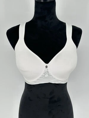 NEW Breezies Women’s 36B Floral Stripe Seamless Wirefree T-Shirt Bra White Z9 - Image 1 of 4